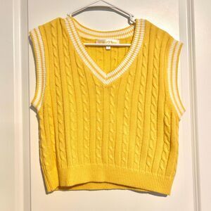 Macy's x Sugar Moon (M) NWOT Yellow Knit Cable Vest